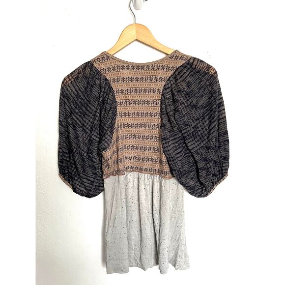 Vintage Language Top Women Medium Boho Babydoll Crochet Follows Mix Patterns Y2k - Picture 4 of 6